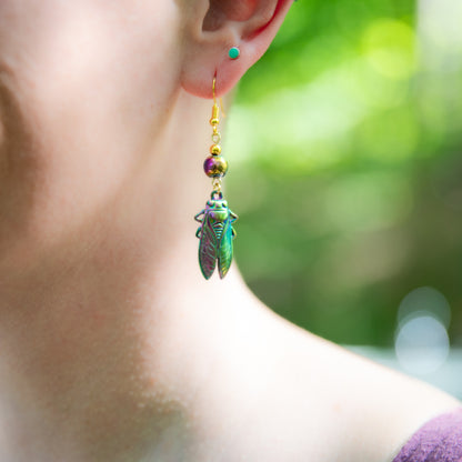 Iridescent Cicada Earrings