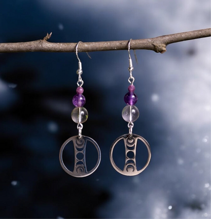 Amethyst Crystal Eclipse Earrings