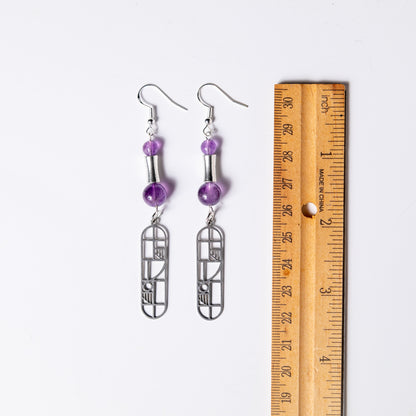 Amethyst Geometric Dangle Earrings