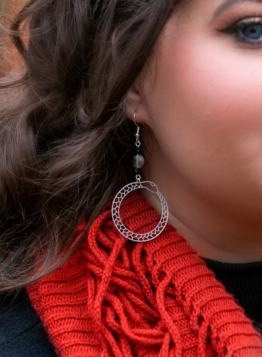 Ouroboros Earrings with Rutile Quartz