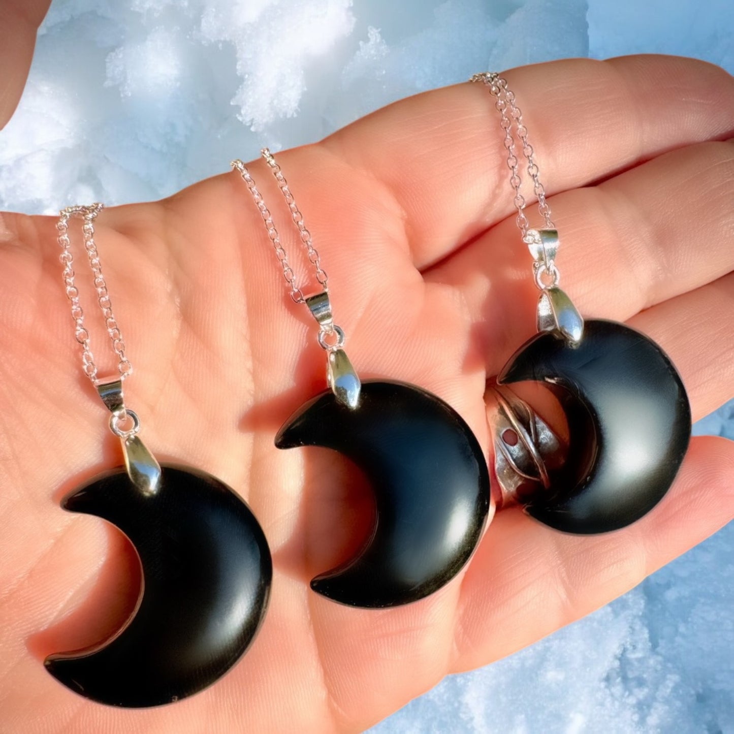 Black Obsidian Crescent Moon Necklace