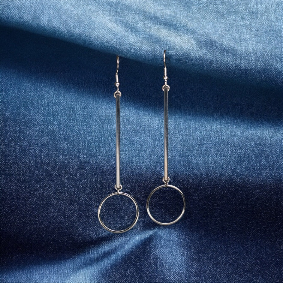 Fine Lines Silver Geometric Dangles