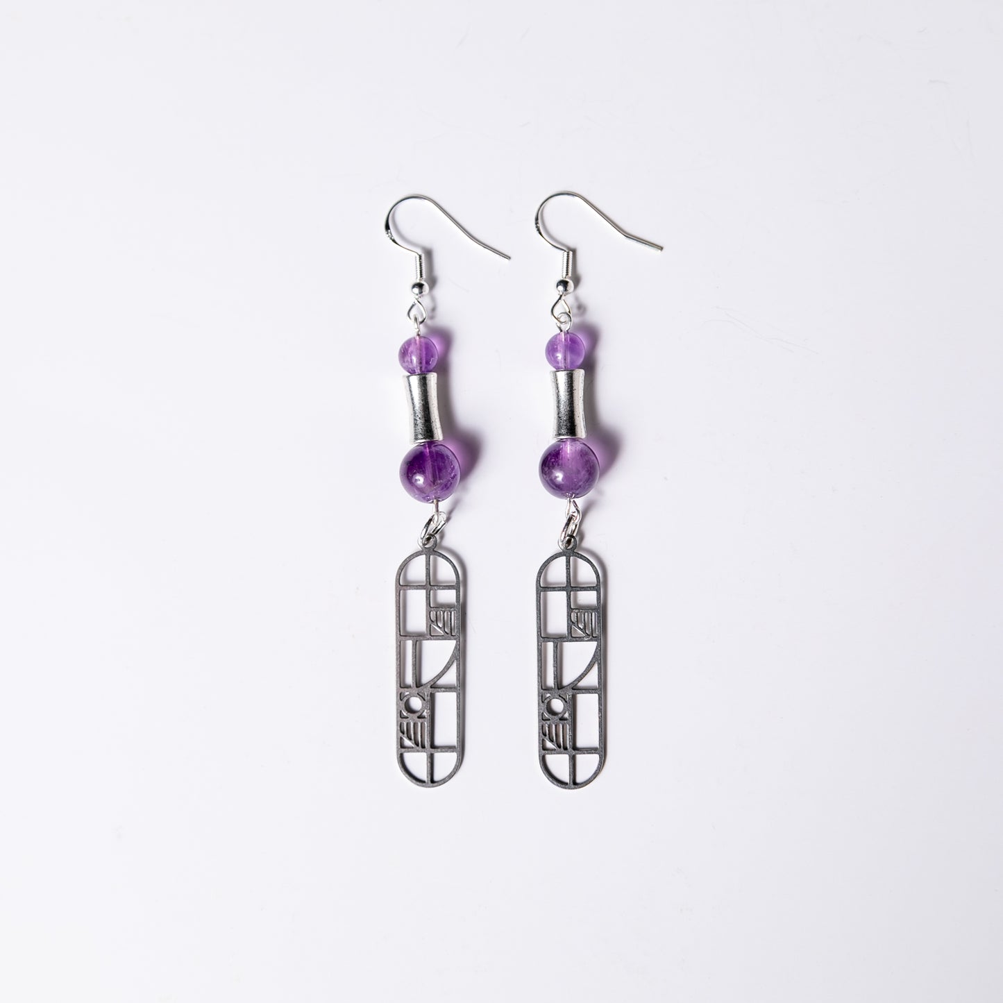 Amethyst Geometric Dangle Earrings