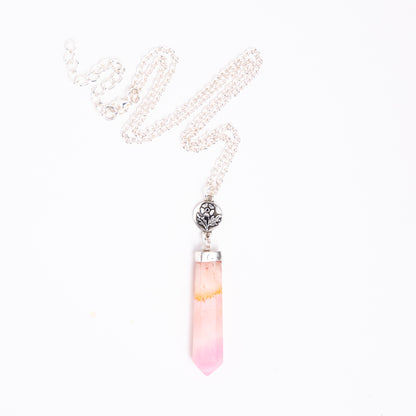 Pink Opal Flower Necklace