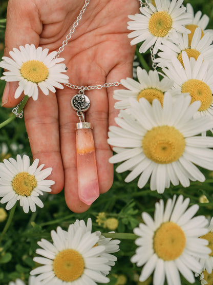 Pink Opal Flower Necklace